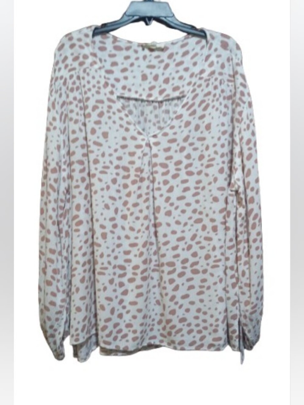 Entro White & Brown Spot Print Rayon Top